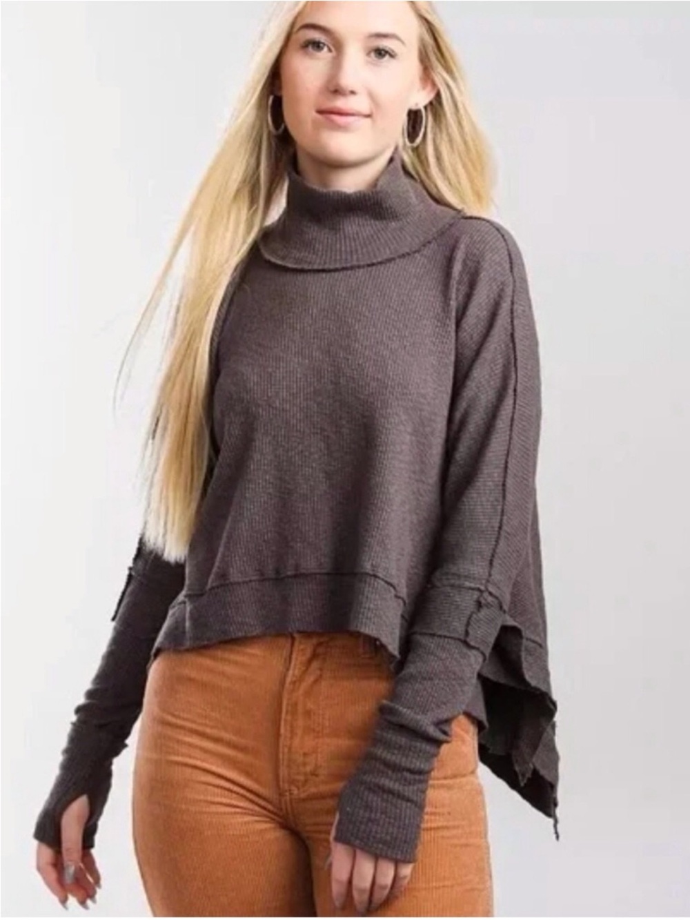 Free People Moon Daisy Thermal Boho Cropped Pullover